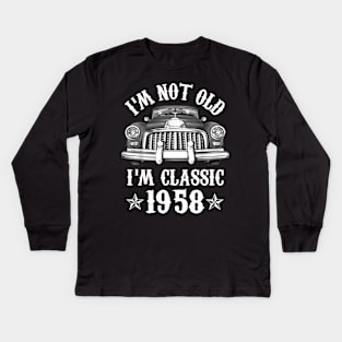64 Year Old Vintage 1958 Classic Car 64th Birthday Gifts Kids Long Sleeve T-Shirt